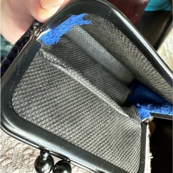 Moroccan Handmade Wallet Credit Card Leather Coin Change Pocket Small Navy NWOT - Picture 4 of 5